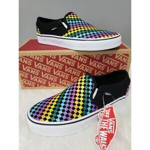 NEW Size 6.5 Vans Asher Sneaker 6.5 Rainbow Checkered‎ 8 Bit Gay Pride LGBTQ